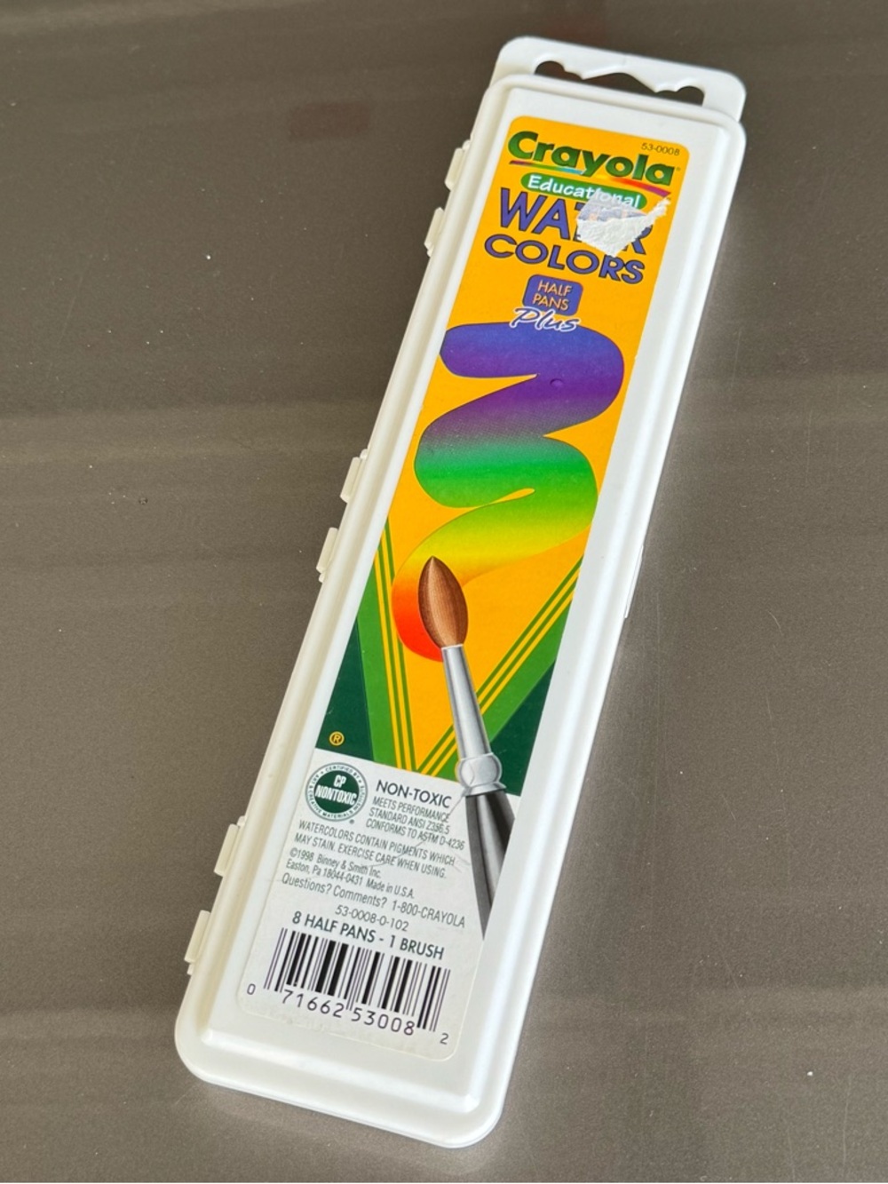Vintage - Crayola Educational Watercolors Half Pans Plus, 8 Colors & Brush